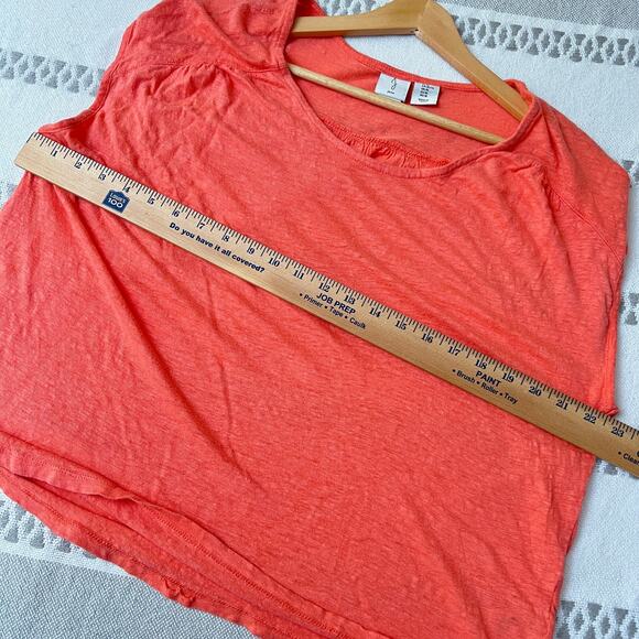 JOIE Shirt Linen Coquette Coastal Short Sleeve Coral XL Preppy Quiet Luxury - Picture 5 of 8